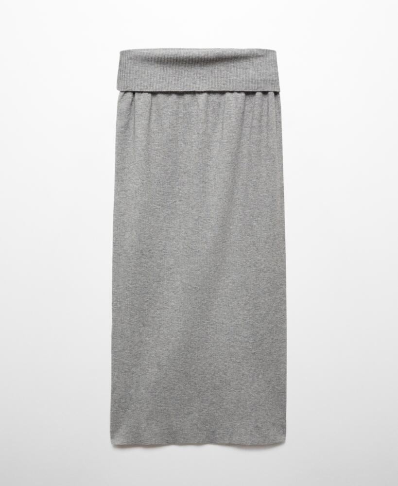 Mango Women's Long Knitted Skirt - Medium Heather Gray Cover