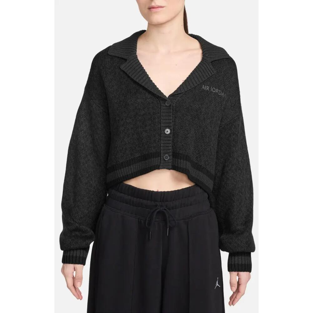 Jordan Knit Crop Cardigan in Black Cover