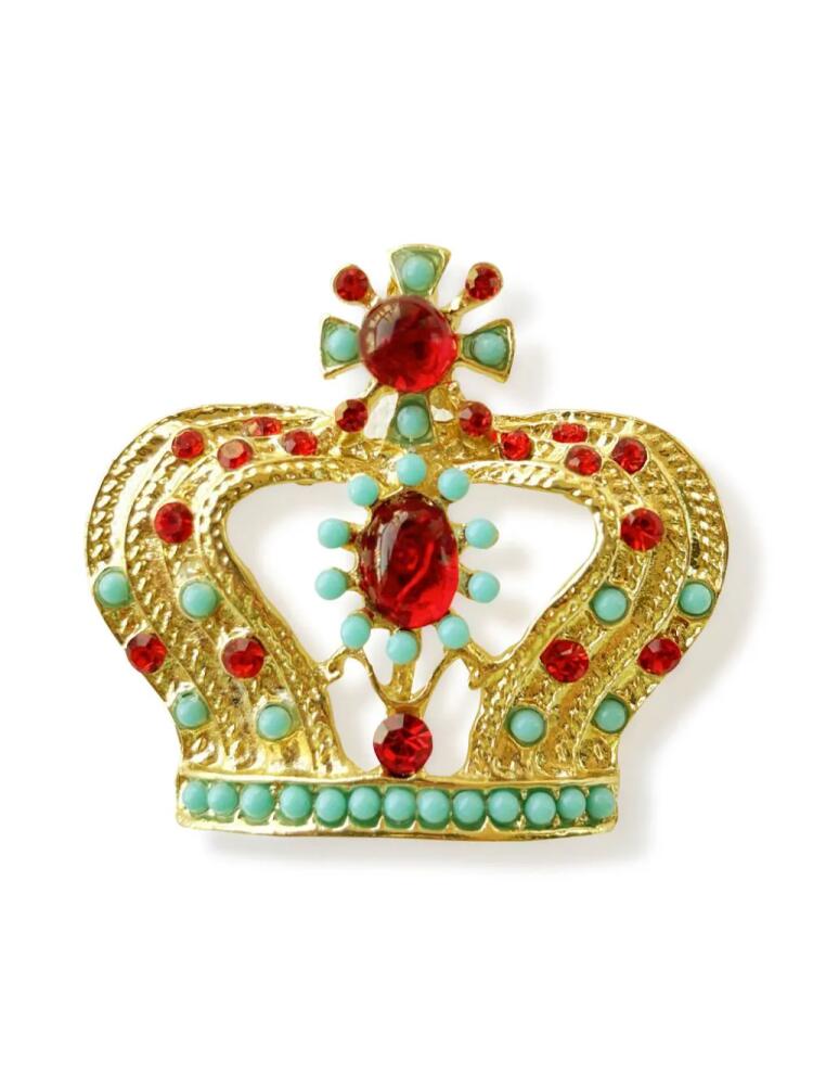 Hzmer Jewelry rhinestone-embellished crown brooch - Gold Cover