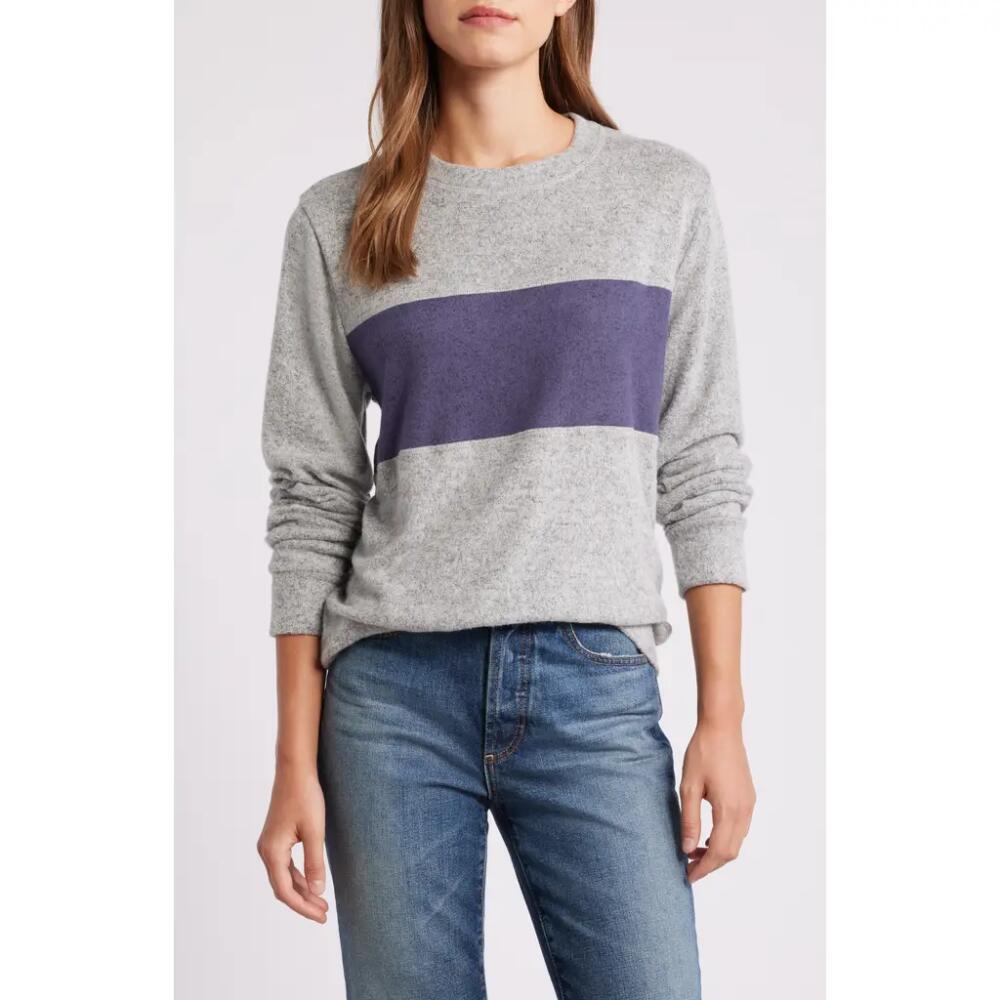 Loveappella Colorblock Long Sleeve Brushed Jersey Top in Gray/Navy Cover