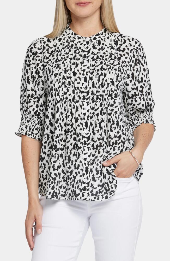 NYDJ Pleated Peasant Blouse in Gato Cover