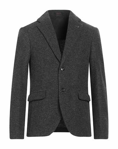 Officina 36 Man Blazer Steel grey Polyester, Virgin Wool Cover