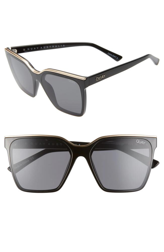 QUAY Level Up 55mm Square Sunglasses in Black Gold/Smoke Cover