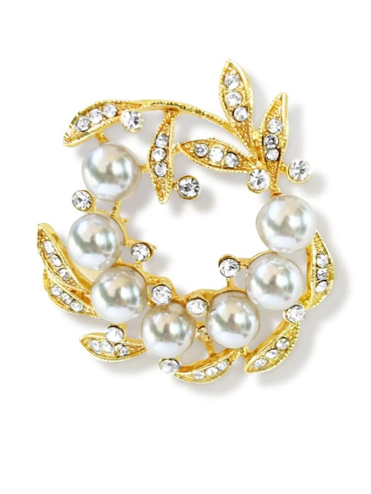 Hzmer Jewelry faux-pearl brooch - Gold Cover