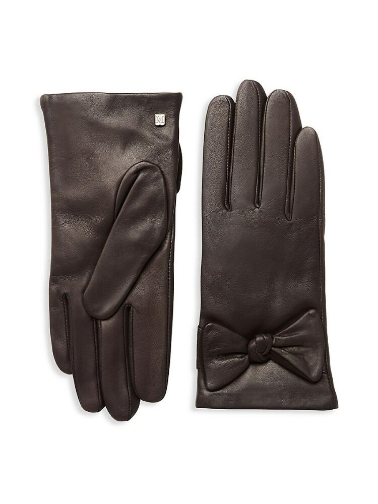 Bruno Magli Women's Bow-Top, Cashmere-Lined Leather Gloves - Brown Cover