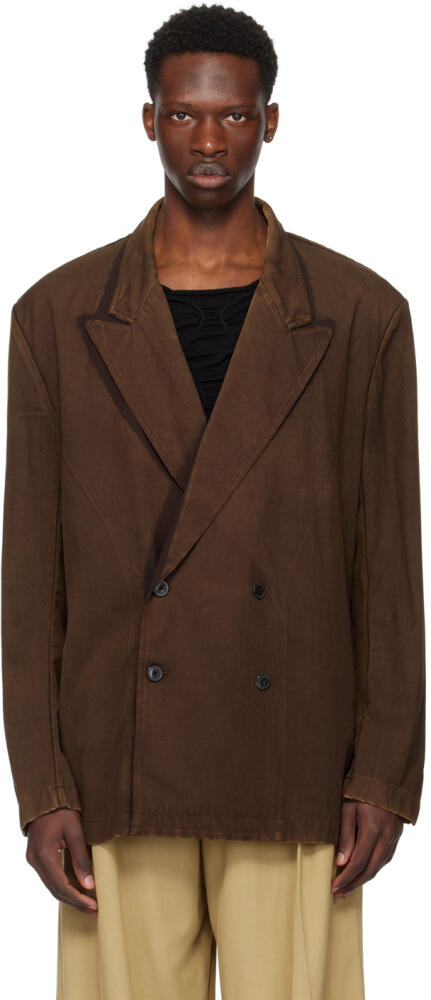 Dries Van Noten Brown Double-Breasted Blazer Cover