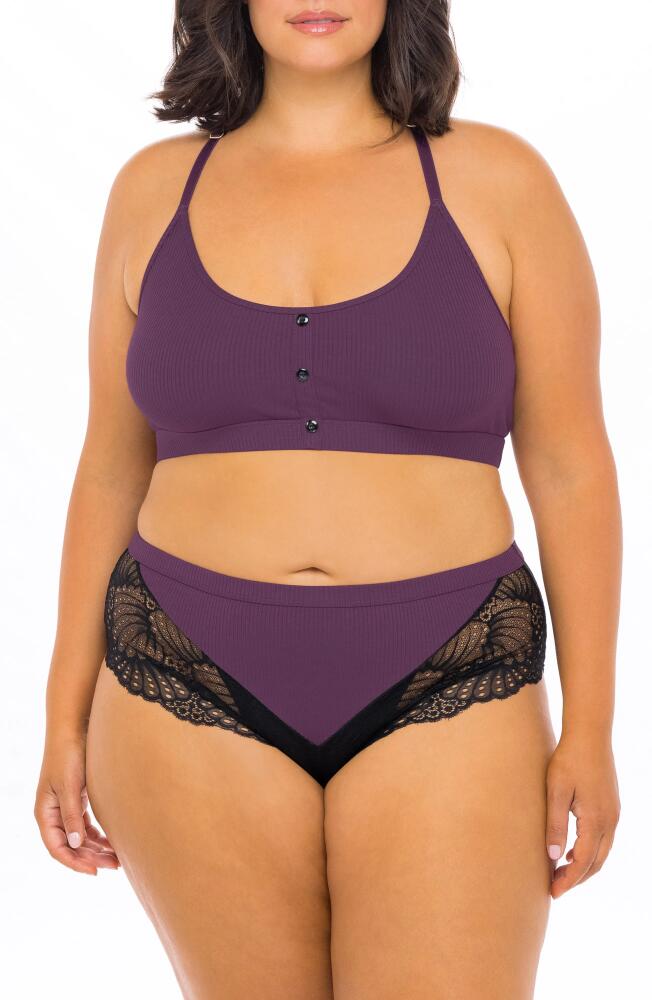 Oh La La Cheri Lace Trim Rib / Bralette & Briefs Set in Dark Purple Cover