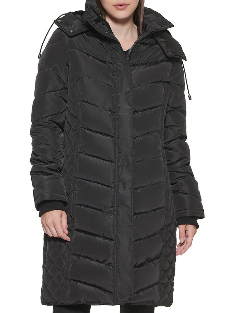 Kenneth Cole Women's Mixed Quilted Puffer Coat - Black Cover