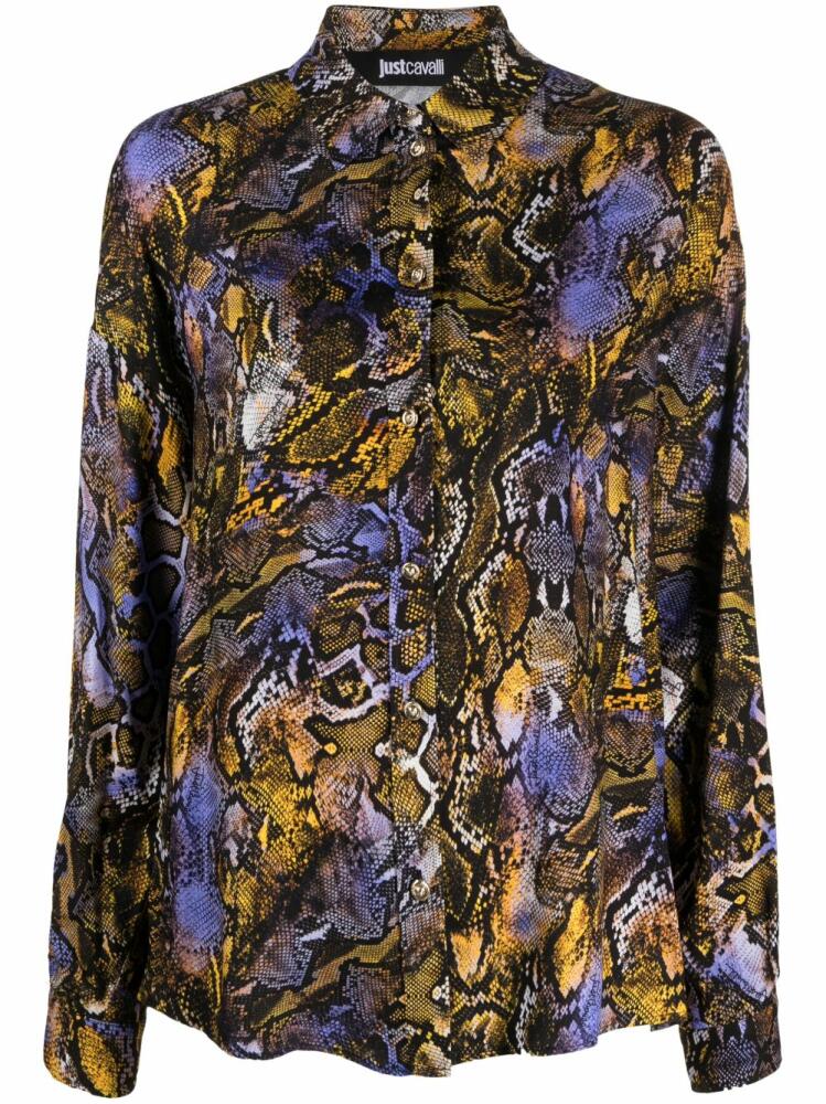 Just Cavalli python-print long-sleeves shirt - Black Cover