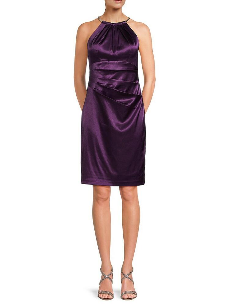 Eliza J Women's Draped Satin Sheath Mini Dress - Plum Cover