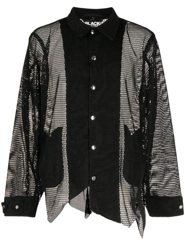 Black Comme Des Garçons asymmetric open-knit shirt jacket Cover