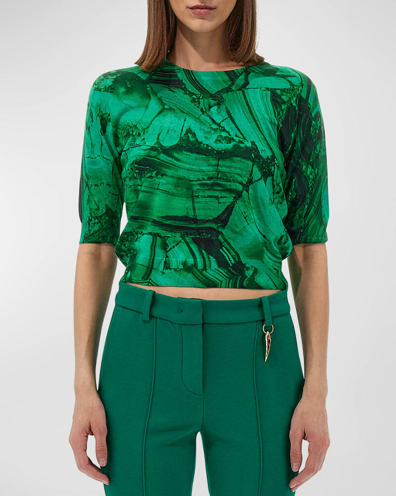 Roberto Cavalli Abstract Cropped Wool Sweater Cover