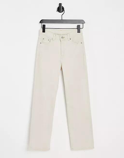 Dr Denim Li high rise cropped jeans in ecru-White Cover