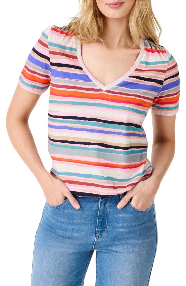 NZT by NIC+ZOE Painted Stripes Cotton & Modal T-Shirt in Pink Multi Cover