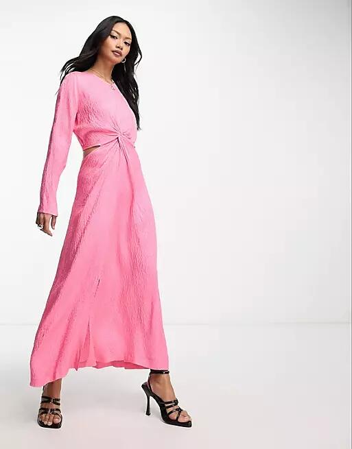 Closet London twist cut-out midi dress in pink Cover