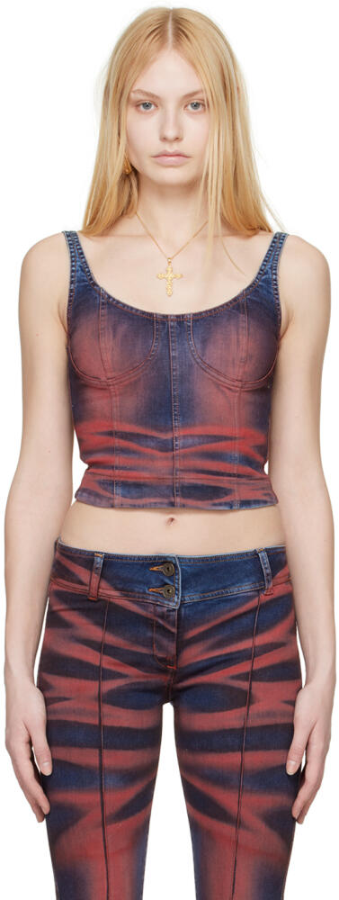 KNWLS Red & Navy Harley Denim Tank Top Cover