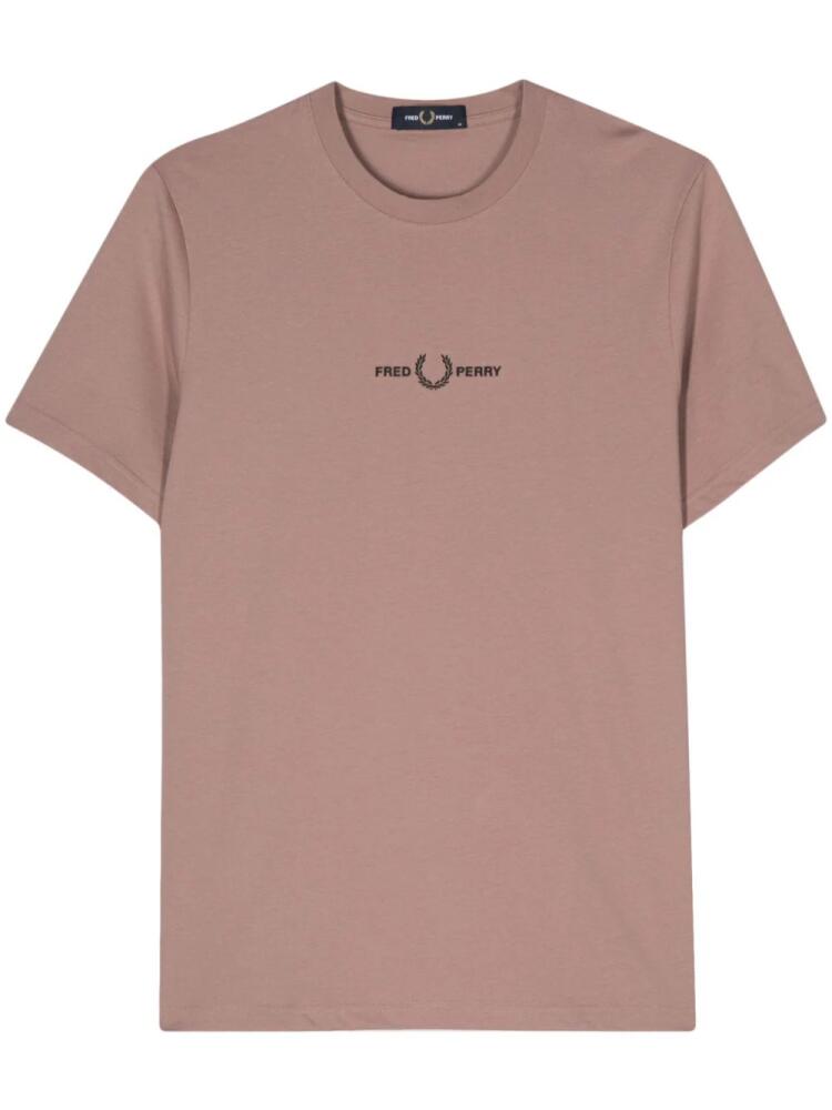 Fred Perry embroidered-logo cotton T-shirt - Pink Cover