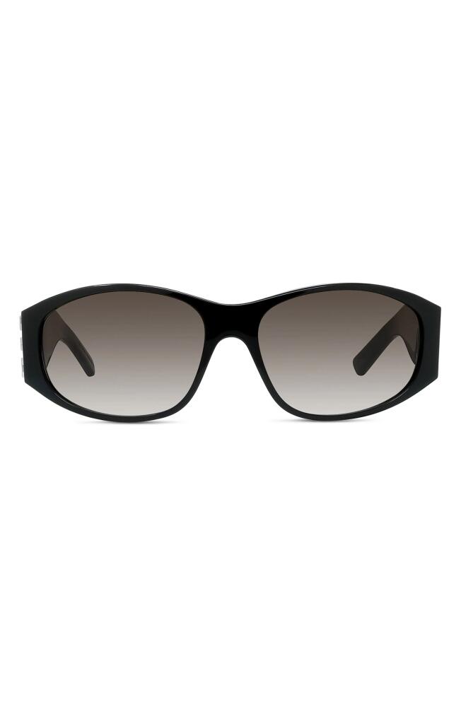 Givenchy 4G Gradient Round Sunglasses in Shiny Black /Gradient Smoke Cover