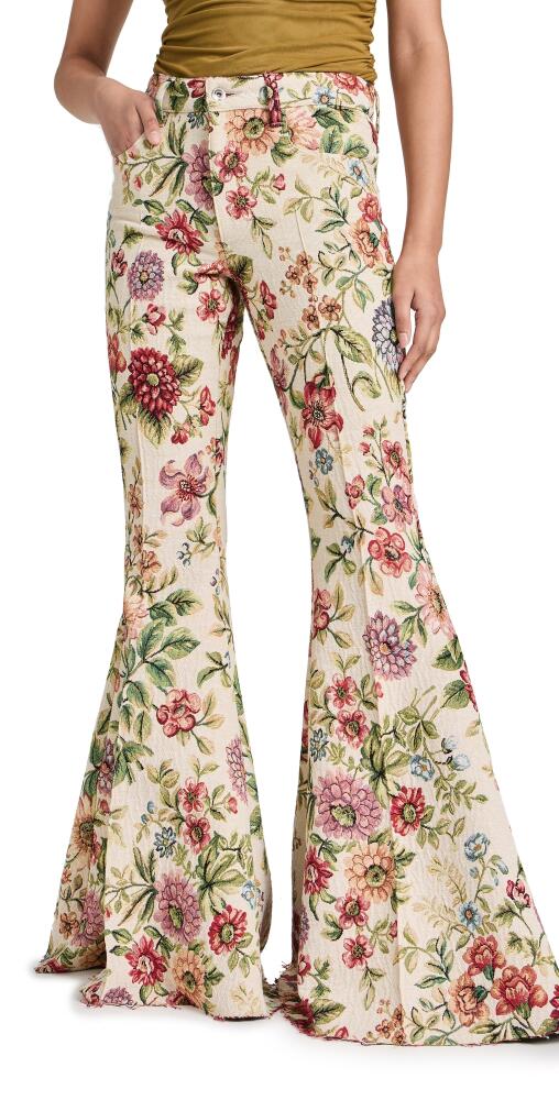 Marques Almeida Brocade Flare Trousers White Flower Brocade Cover