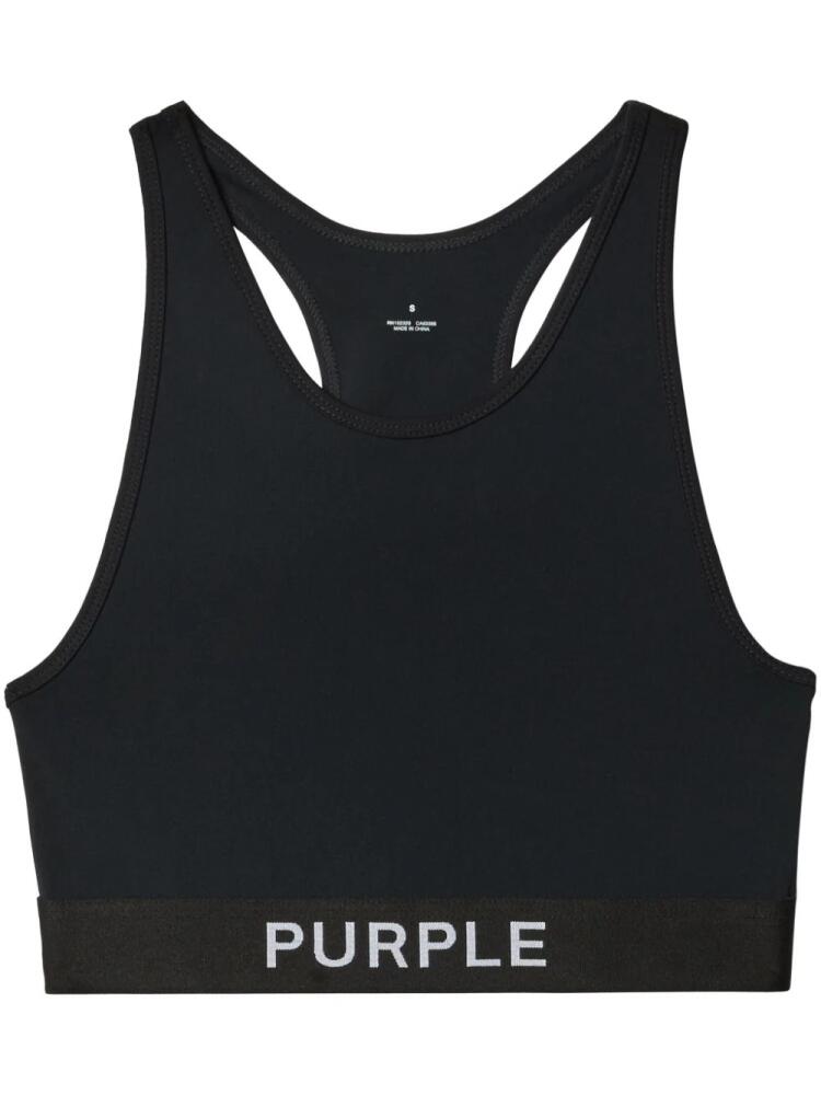 Purple Brand logo-print sports bra - Black Cover