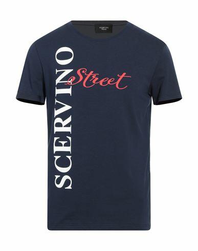 Scervino Man T-shirt Navy blue Cotton, Elastane Cover