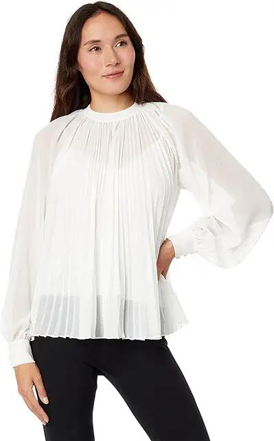 Ted Baker Macenzi Embellished Pleated Neck Top (Ivory) Women's Clothing Cover