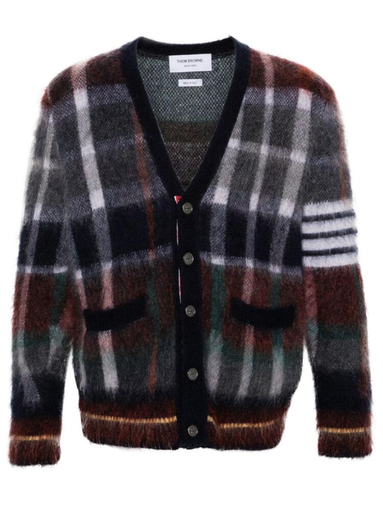 Thom Browne Hector-tartan brushed-effect cardigan - Blue Cover