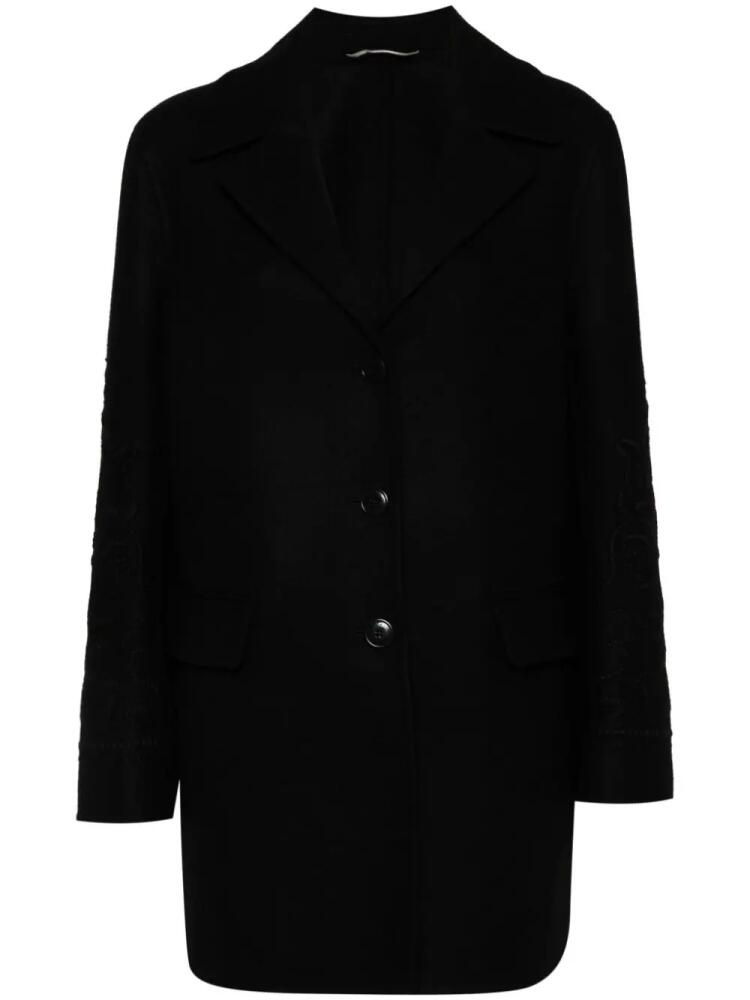 Ermanno Scervino floral embroidery coat - Black Cover