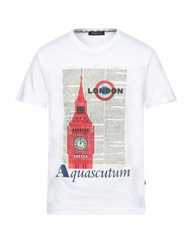 Aquascutum Man T-shirt White Cotton, Elastane Cover