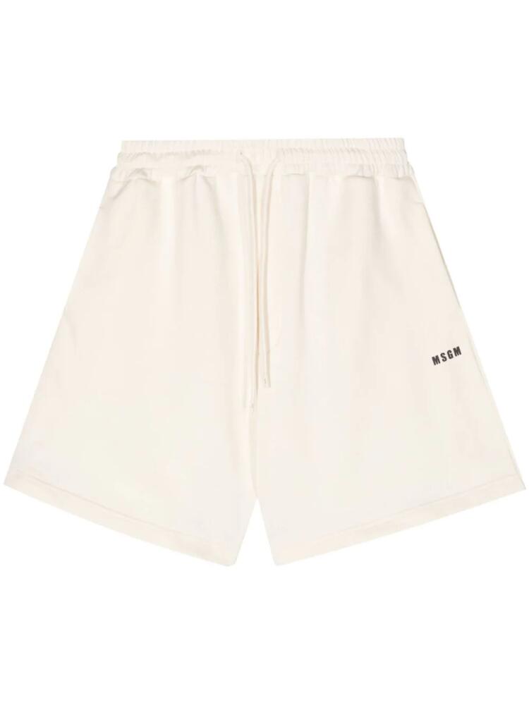 MSGM logo-print cotton track shorts - Neutrals Cover