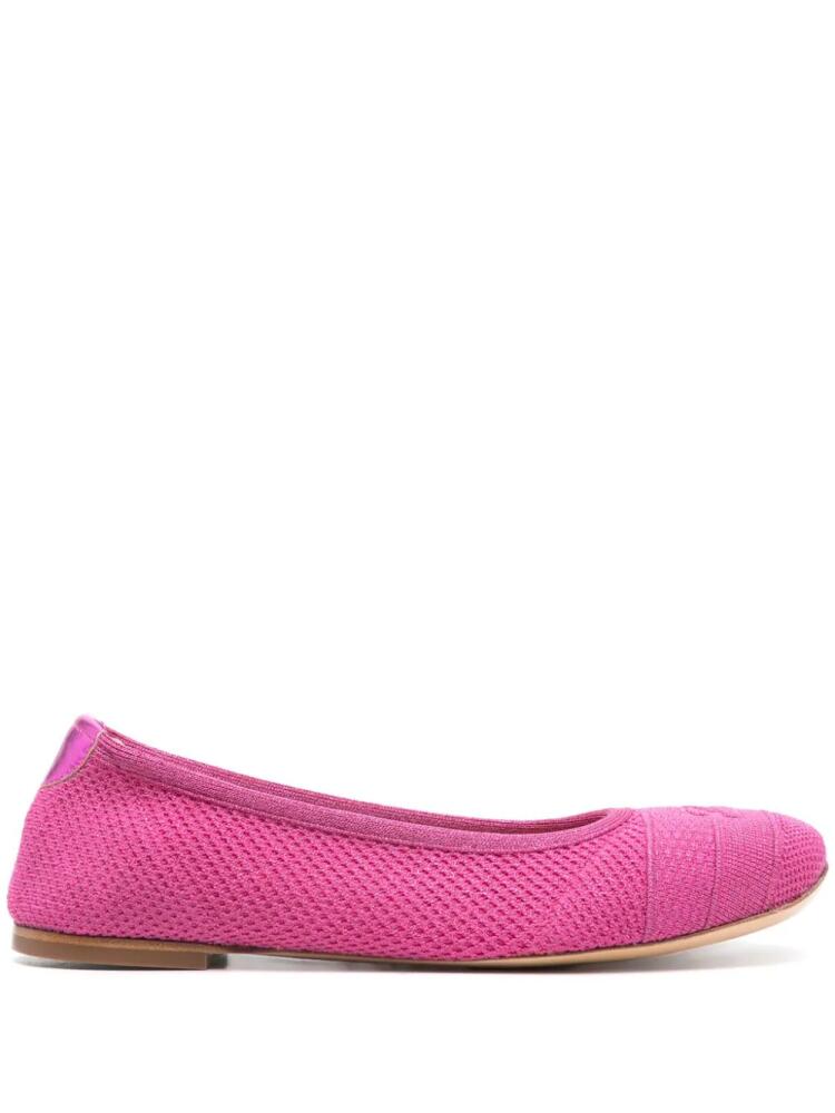 Casadei lurex-detail knitted ballerina shoes - Pink Cover