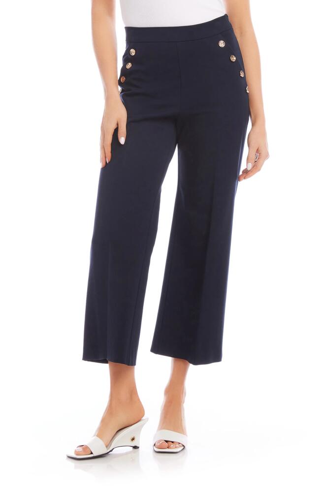 FIFTEEN TWENTY Neptune Faux Button Detail Crop Pants in Midnight Blue Cover