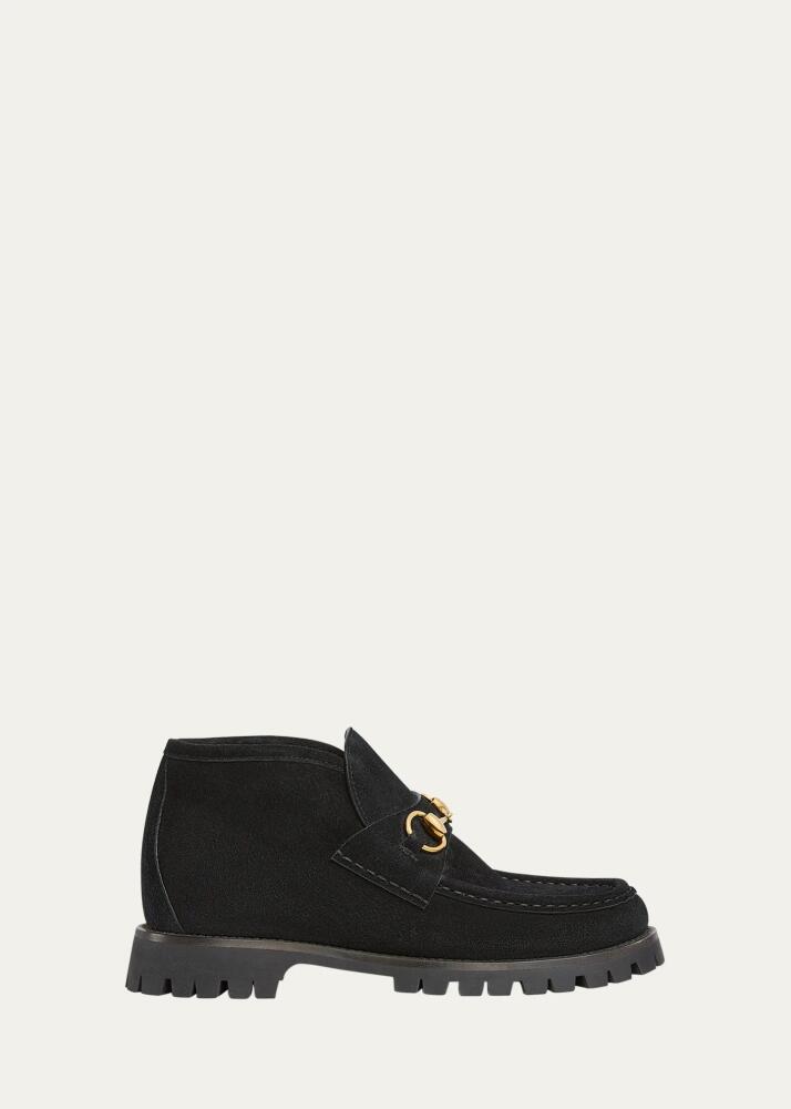 Gucci Sylke Suede Bit Moccasin Booties Cover