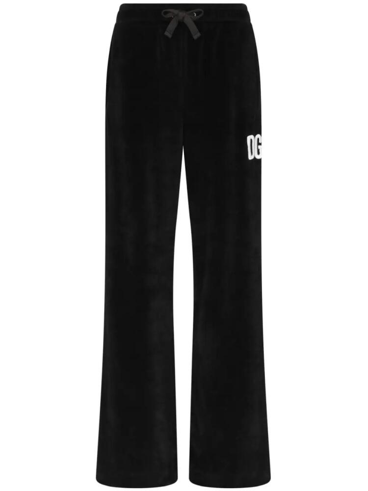 Dolce & Gabbana DGVIB3 logo-print velvet track pants - Black Cover