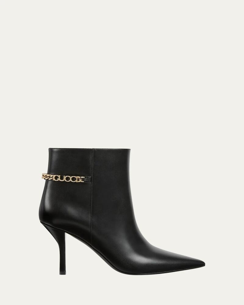 Gucci Signoria Leather Chain Ankle Booties Cover