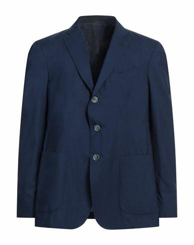 Fedeli Man Blazer Midnight blue Wool, Silk Cover