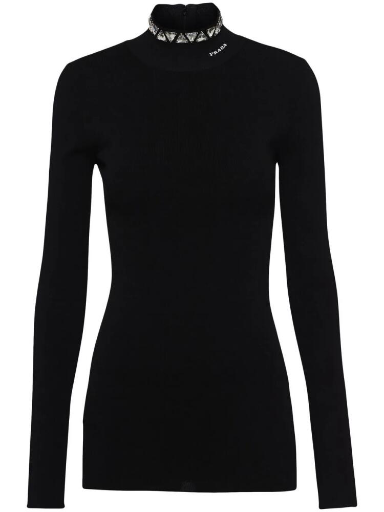 Prada crystal-embellished roll-neck jumper - Black Cover