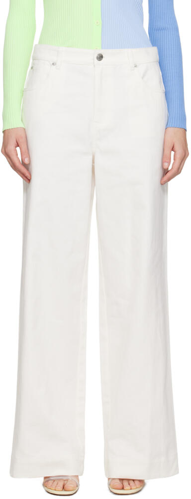 Staud White Grayson Denim Trousers Cover