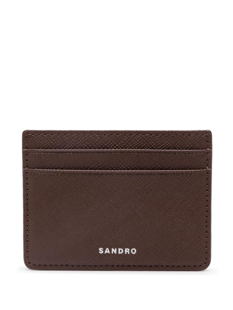 SANDRO logo-embossed leather card holder - Brown Cover