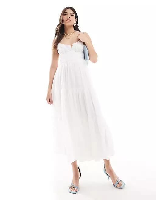 Ever New milkmaid midi dress in white Cover