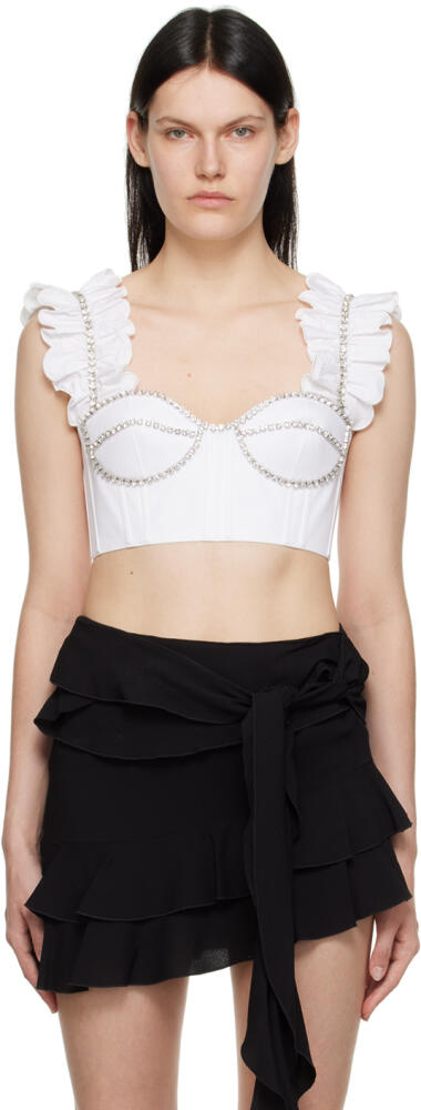 AREA White Ruffle Tank Top Cover