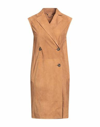 Desa 1972 Woman Overcoat & Trench Coat Camel Soft Leather Cover