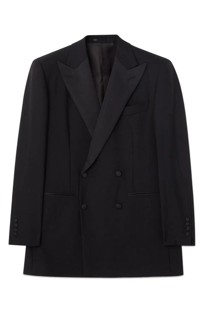 BLK DNM Solid Wool Double Breasted Blazer in Black Wool Mohair Cover