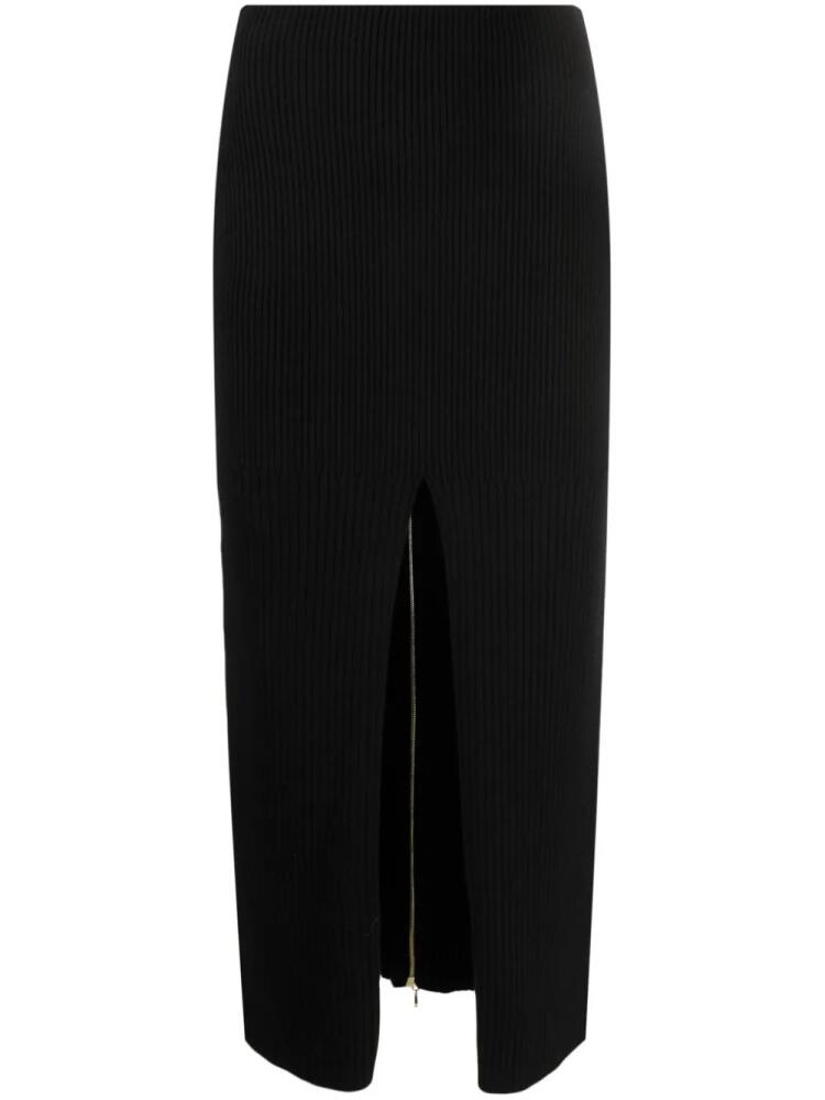 Patou front-slit ribbed-knit midi skirt - Black Cover