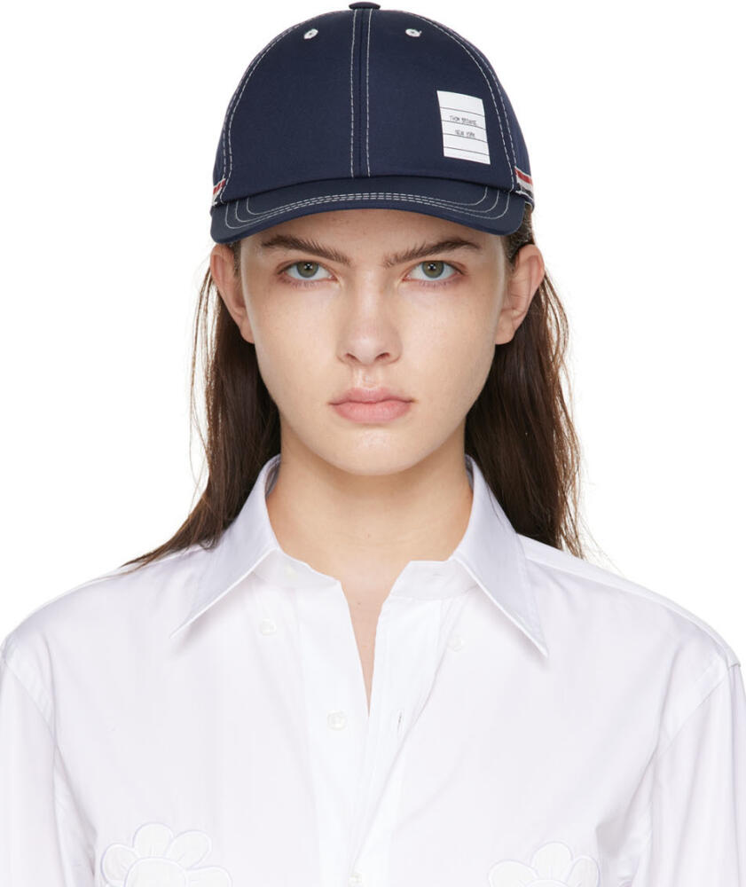 Thom Browne Navy Contrast Stitch Baseball Cap Cover