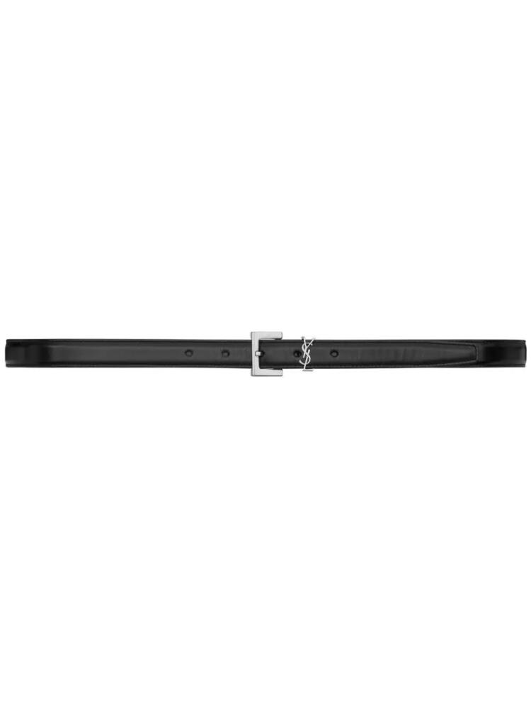 Saint Laurent Cassandre thin leather belt - Black Cover