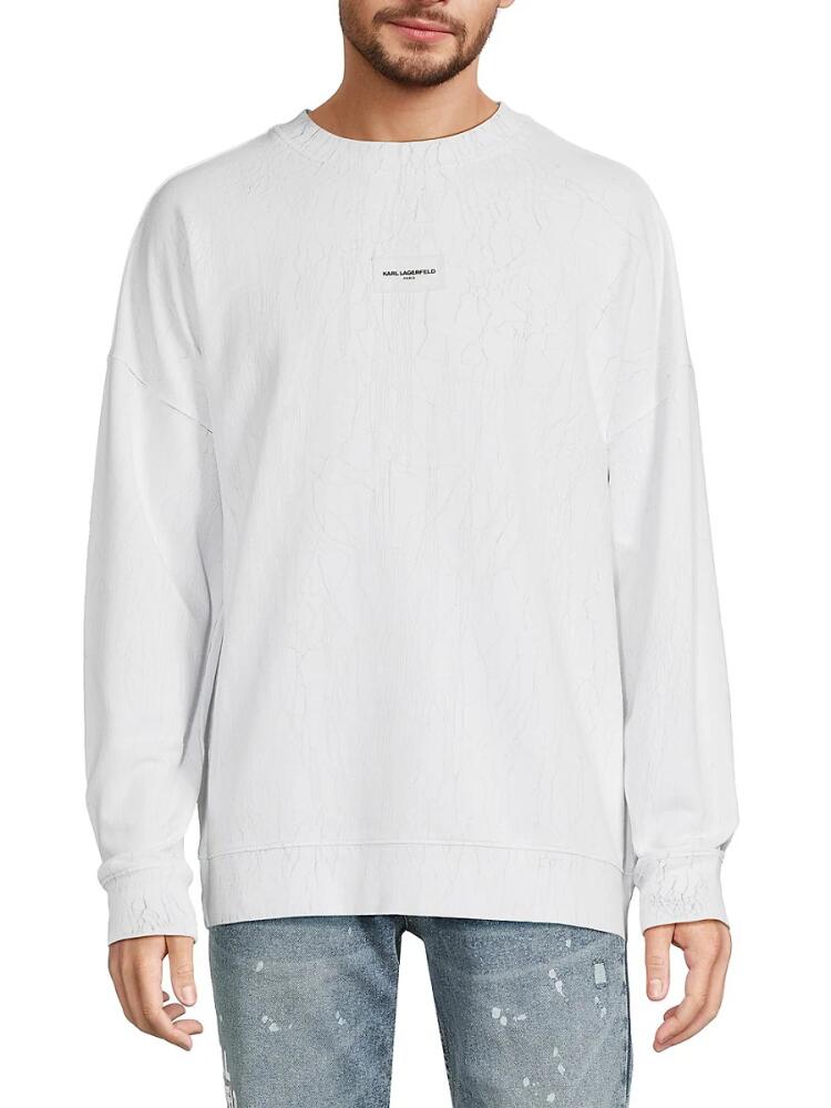 Karl Lagerfeld Paris Men's Marble Print Logo Sweatshirt - Off White Cover