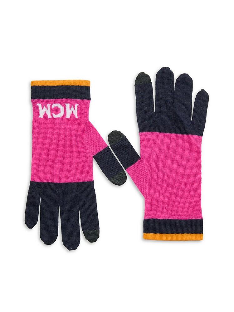 MCM Men's Colorblock Logo Merino Wool Blend Gloves - Fuchsia Cover