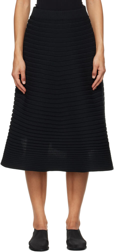 PLEATS PLEASE ISSEY MIYAKE Black Bounce Knit Midi Skirt Cover