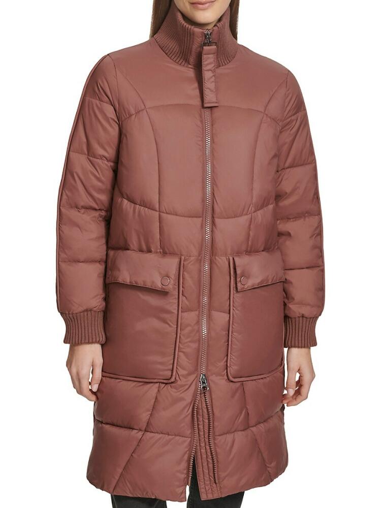 Andrew Marc Women's Pavia Quilted Faux Down Hooded Puffer Jacket - Fig Cover